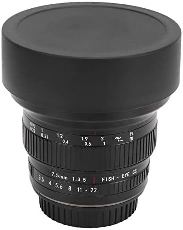 Substituição da lente da câmera, foco manual de 7,5 mm F3.5 DSLR Lens com capa de lente para fotografia