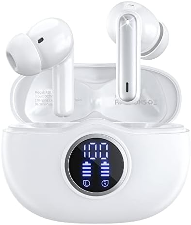 Fones de ouvido sem fio bluetooth 5.3 fones de ouvido 40 hrs tempo de reprodução com tela LED, estéreo de graves profundos e