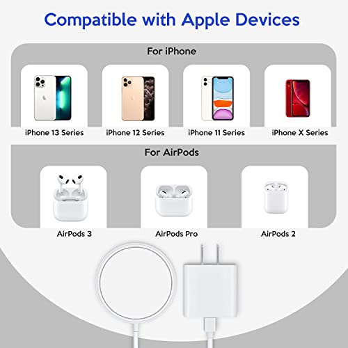 Carregador sem fio magnético ， 3,3ft 【Apple mfi certificado】 15W Pragem de carregamento sem fio rápida USB C carregador