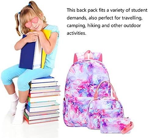 Mochila Camtop Girls para a escola, Backpack Girls With Lunch Box Kids Bookbag para o ensino fundamental do ensino fundamental