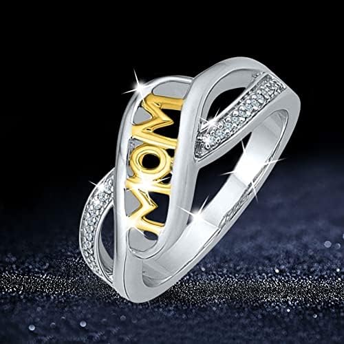 Casamento e anéis de noivado Mãe Ring Mother Rings for Mom Carta Double Women's Rings Love Mom Love Color Rings