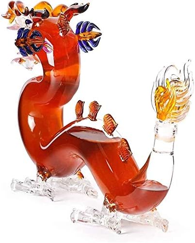 Sobriedade Dragão chinês em forma de decantador de uísque, decantador de vinho de vidro em casa de decanter de grande capacidade com