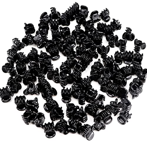 Fercaish 100pcs mini clipes de cabelo, clipes de maxilar de plástico preto de plástico preto grampos de cabelo não deslizante
