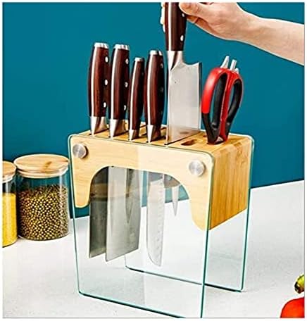 Utensílios de cozinha prateleiras de cozinha titular de madeira de vidro temperado suporte de faca de faca de faca de
