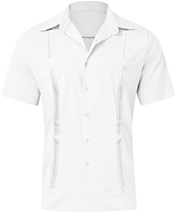 Camisas de vestido masculinas de verão BMISEGM Mens primavera e verão de cor de cor sólida e com buracos e lapelas camisas