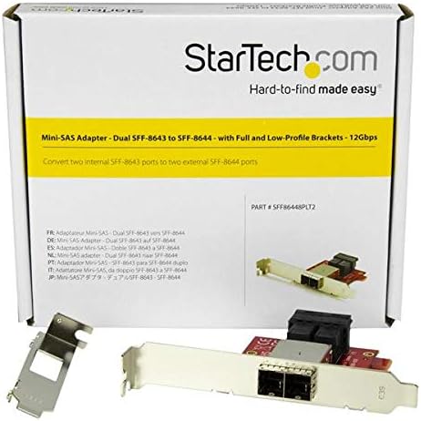 Startech.com Mini-SAS Adaptador-Dual SFF-8643 para SFF-8644-Com colchetes completos e de baixo perfil-12 Gbps