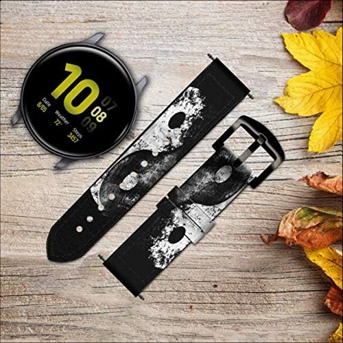 CA0163 Lua Yin-Yang Couro e Silicone Smart Watch Band Strap for Samsung Galaxy Watch, Watch3 Active, Active2, Gear Sport, Gear