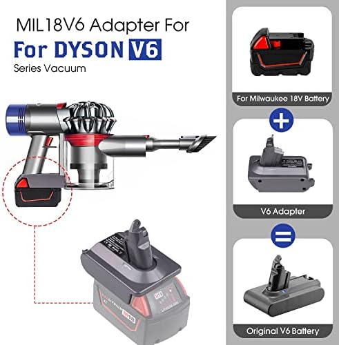 Substituição de Ugoshop para Dyson V6 Battery, adaptador MIL18V6 MILWAUKEE M18 18V Converter aspirador de pó DC62