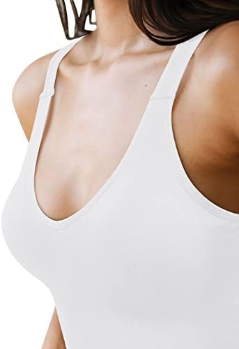 Laslulu feminino esportivo sutiã traseira back colrop tops v treino de pescoço tampas cortadas tampas de tanques de ioga sem