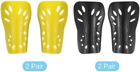 Patikil Soccer Shin Guards, 2 pares de panturrilhas de barba de almofada de almofada de proteção de proteção com orifícios de ar para adolescentes, amarelo preto