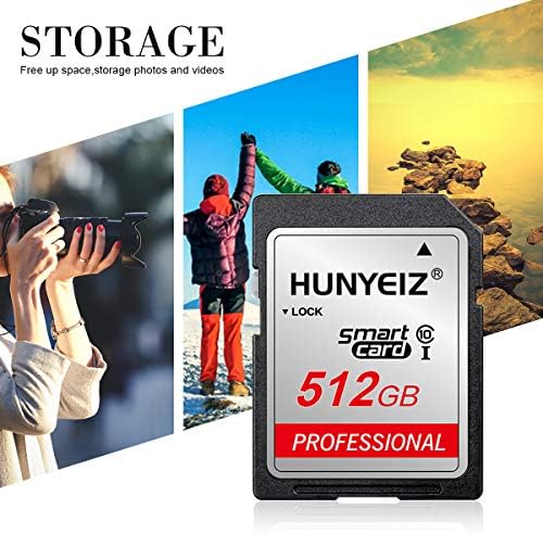 512GB SD CARD Memória Card de alta velocidade Card de memória digital Classe 10 para câmera, cineastas, videógrafos e vloggers
