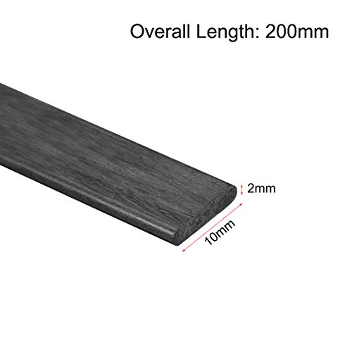 barras de tira de fibra de carbono uxcell 2x10mm 200mm de comprimento de fibra de carbono pultrudida para pipas, rc aeroplano 5 pcs