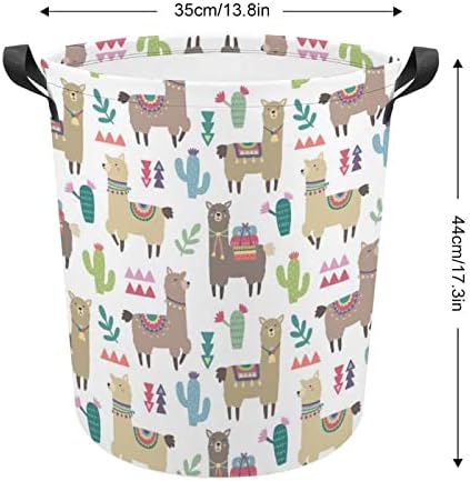 Alpaca e cacto padrão de lavanderia cesto de roupas altas cestas de roupas com manobras de armazenamento