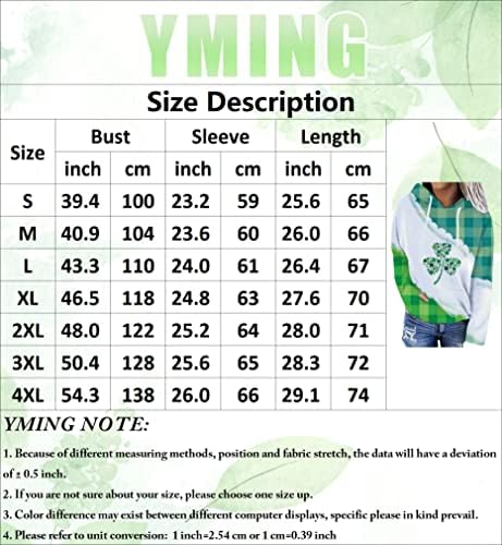 Yming Womens St. Patrick's Clover Print capuz casual Molas de manga longa Irlandesa SHAMROCK TOPS TOPS