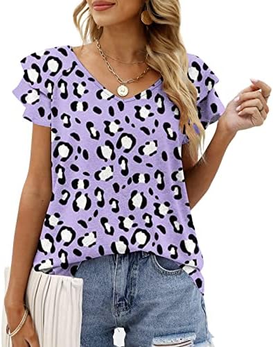 Tops de verão para mulheres 2023 V Camisetas de praia de pescoço camisa de túnica estampada de túnica boêmia Tops de blusa em camadas