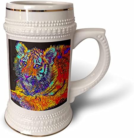 Imagem psicodélica de 3drose de pintura de filhote de tigre com infusão leve - 22oz de caneca