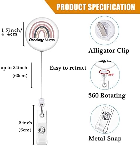 Belto de emblema retrátil com clipe de jaconga oncologia enfermeira Rainbow Id Id Batch Holder RN Registrada Nurse Oncologia LPN