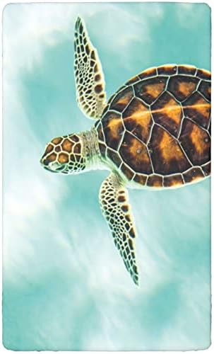 Folha de berço com tema com tema de tartaruga, colchão de berço padrão ajustado de folha Ultra Material Great para menino ou menina