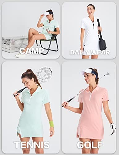 Vestidos de golfe de tênis de hiverlay para mulheres vestidos atléticos com shorts internos 2 bolsos para exercícios UPF 50+