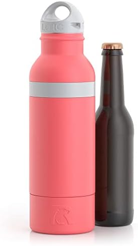 Ric Bottle Chiller com abridor de garrafas embutido, coral, se encaixa em quase qualquer garrafa de vidro de 12 onças ou garrafa
