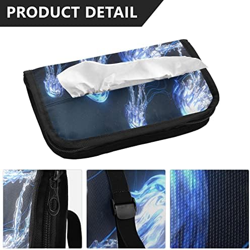 Titular do tecido de carro Blue-glowing-jellyfish Tissue Dispenser Holder Backseat Tissue Case