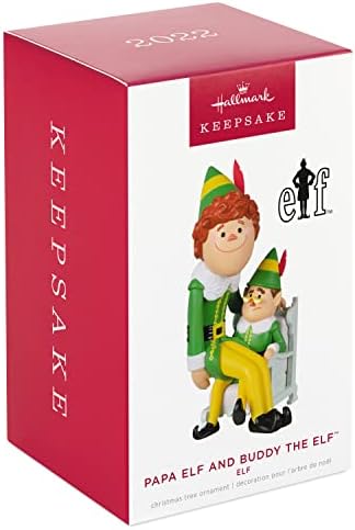 Hallmark Keetake Ornamento de Natal 2022, Elf Papa Elf e Buddy the Elf