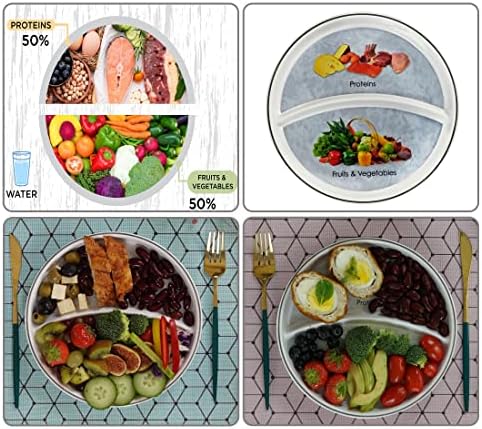 RAAZ365 Placas de controle de porção para adultos para perda de peso, placas de controle de porção de alimentação saudável, placa de