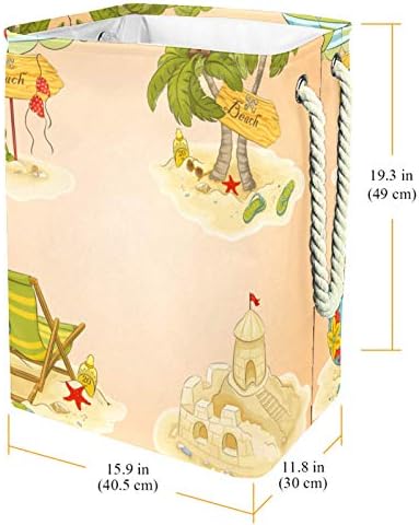 Cestas de lavanderia de padrões de praia Deyya cestam de altura de altura dobrável para crianças adultas meninos adolescentes meninas em quartos banheiro 19.3x11.8x15.9 em/49x30x40.5 cm