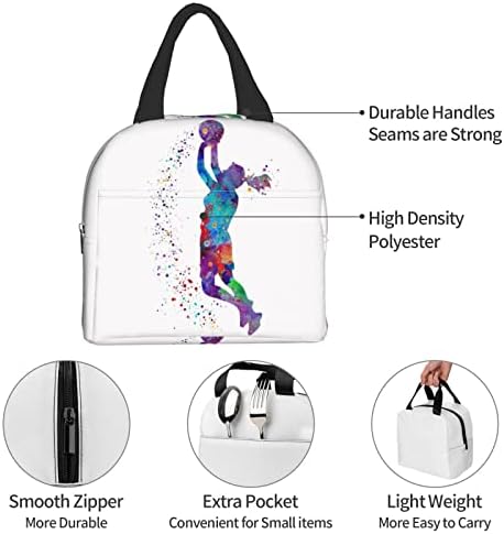 Sprinbei Basketball Girl Pattern Bag Tote Bag Bag Box Sagão Térmica para Mulheres/Homens/Trabalho/Piquenique