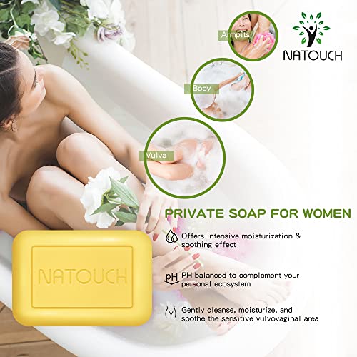 Barra de sabão de natouch yoni, pH do equilíbrio feminino para mulheres, lavagem natural de yoni vaginal com óleo essencial