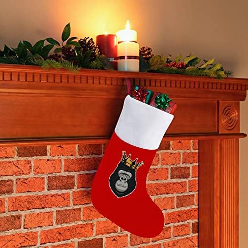 Gorilla Head Christmas meias de veludo vermelho com bolsa de doces branca Decorações de Natal e acessórios para festas