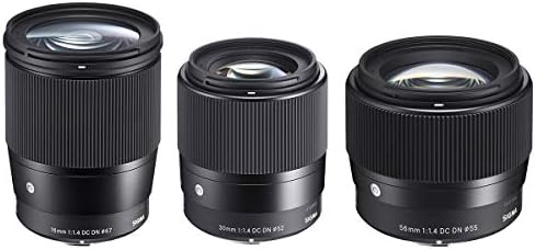 Sigma 16mm, 30mm, 56mm f/1,4 DC DN Kit contemporâneo de 3 lentes para Canon EF-M