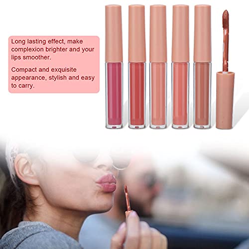 Filfeel Lip Gloss, 5pcs Mini batom fosco duradouro com cosméticos de maquiagem de brilho labial de design requintado