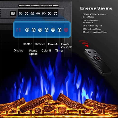 Lareira elétrica uxzdx inserir panela de lnducção de infravermelho Três 3D Tropeiro de cores Flame Indoor Hamer Timer Remot Controle