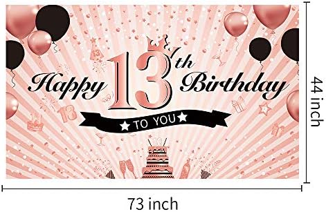 Luxiocio 13th Birthday Party Banner Decorações para meninas ， Feliz 13º aniversário de 13º Aniversário Supplies, Rose