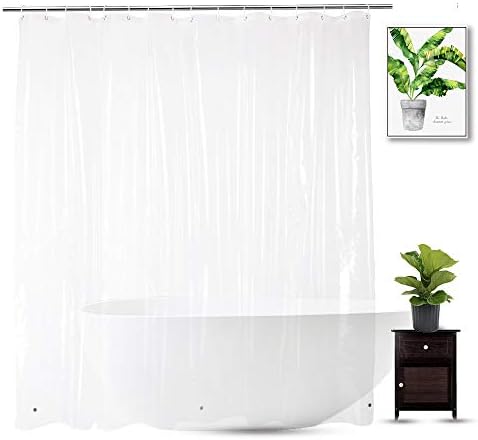 Lineador de cortina de chuveiro curto do Wellcolor 72 x 65 polegadas, revestimento de chuveiro de plástico à prova d'água