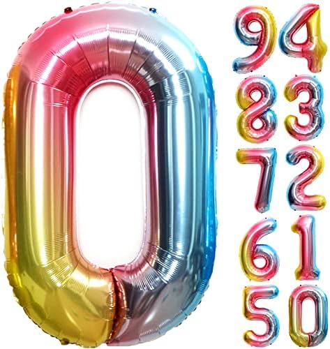 Balão de Rainbow Número 9 de 40 polegadas, Ballons de Balão de Hélio Mylar Helium para festa de aniversário Celebration