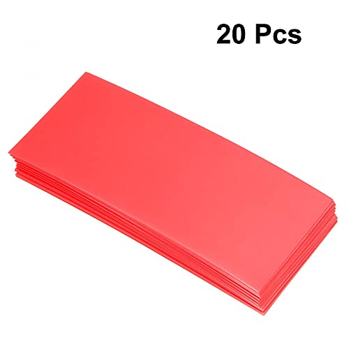 UXCELL 18650 Bateria PVC Tubos de encolhimento de calor 29,5 mm de largura plana pré -corte 72mm pacote vermelho de 20