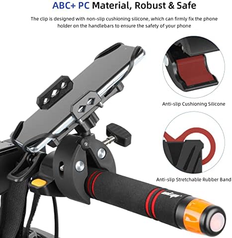 Montagem de telefone de bicicleta ulip com braços de grampo Anti Shake e estável 360 ° Rotation Bike Scooter Acessórios