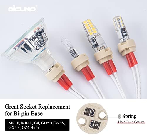 DiCuno G4, GU5.3 Base de cerâmica bi-pinos Socket, MR16, MR11 Halogen Incandescent LED BULLER INDECECTOR DE FIO