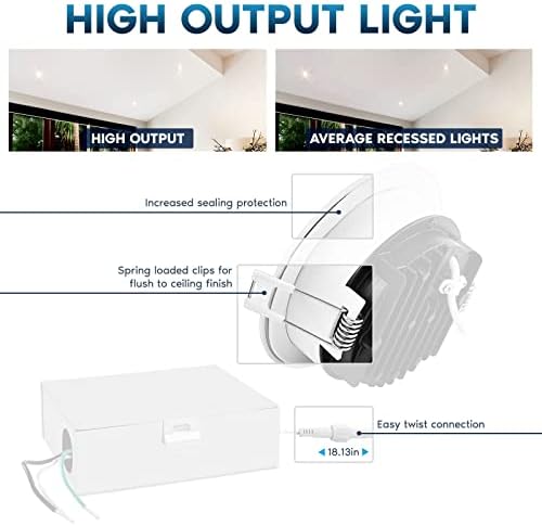LUZ LED 4 polegadas LED LUZ DE TETO RECUTADO com caixa de junção, 15W, 5ccc selecionável 2700k/3000k/3500k/4000k/5000k,