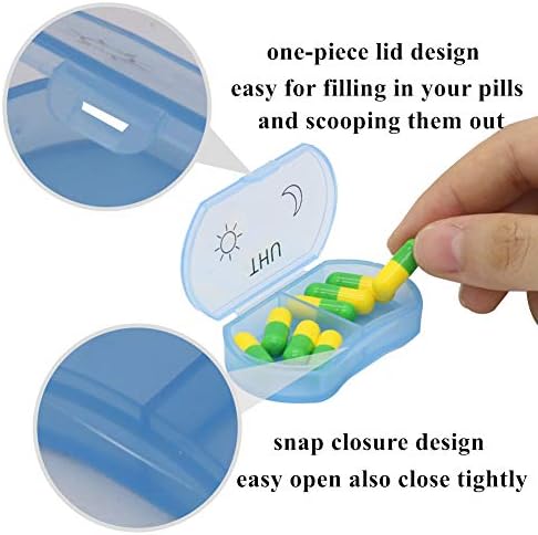 Pacote HRX Little Daily Pill Box Case AM PM por 7 dias, suporte para comprimidos de bolso pequeno, recipiente de organizador de drogas fofo 2 vezes ao dia