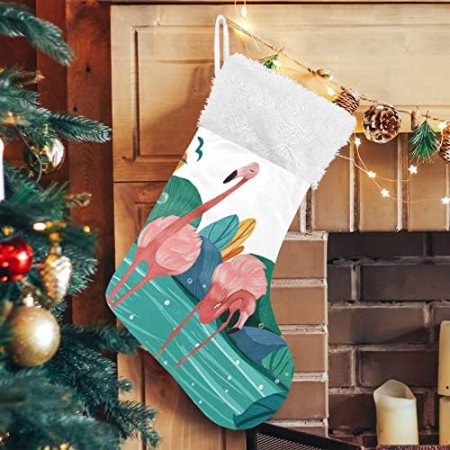 Tarity Christmas meias 1 pacote grande 18 em meias de natal com lareira de ilustração flamingo pendurado meias de Natal decoração personalizada para festa de festas de festa em família Fazenda