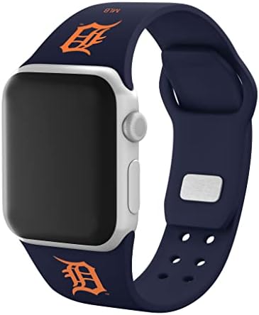 Hora do jogo Detroit Tigers Silicone Sport Watch Band Compatível com Apple Watch
