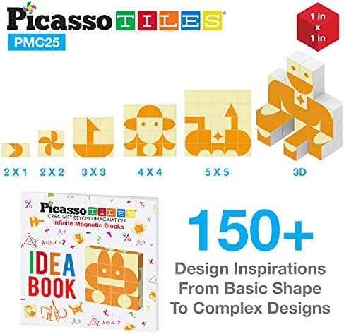 PICASSOTILES TRÊS CUBO MAGNÉTICO PACKLES PACKLES GRÁTIS IDEA LIVRO 150+ Blocks de inspiração Aprendizando STEM PRESCHOOL