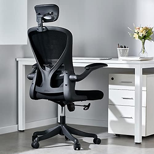 H Hoh-Tech Cadeira de escritório ergonômico, cadeiras de mesa em casa com apoio de cabeça ajustável e apoios de braços, cadeira