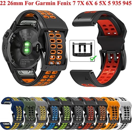 Ganyuu 22mm 26mm Rethfit Watch Strap for Garmin Fenix ​​7 Fenix ​​6 7x 5 5 Plus Forerunner 935 945 Redução rápida Silicone Watch