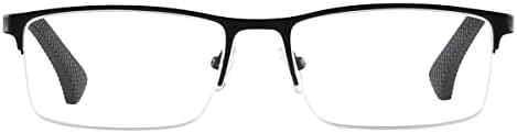 Óculos de leitura de 5 pacote de 5-pacote homens de metal metade de estilo retângulo Lente transparente de mola de mola