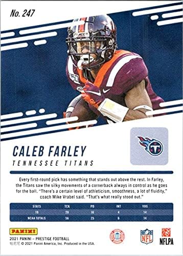 2021 Panini Prestige #247 Caleb Farley RC Rookie Tennessee Titans NFL Football Trading Card