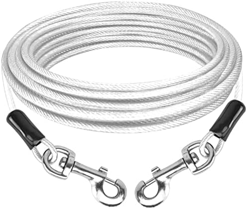 PNBO Dog Tie Out Cable Runner de 20 pés de cachorro para o cabo de trela de arame de aço de aço com clipes suporais duráveis,